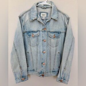 Women's Forever 21 Lightwash Denim Jacket Small Gold Hardware Fall Winter Casual